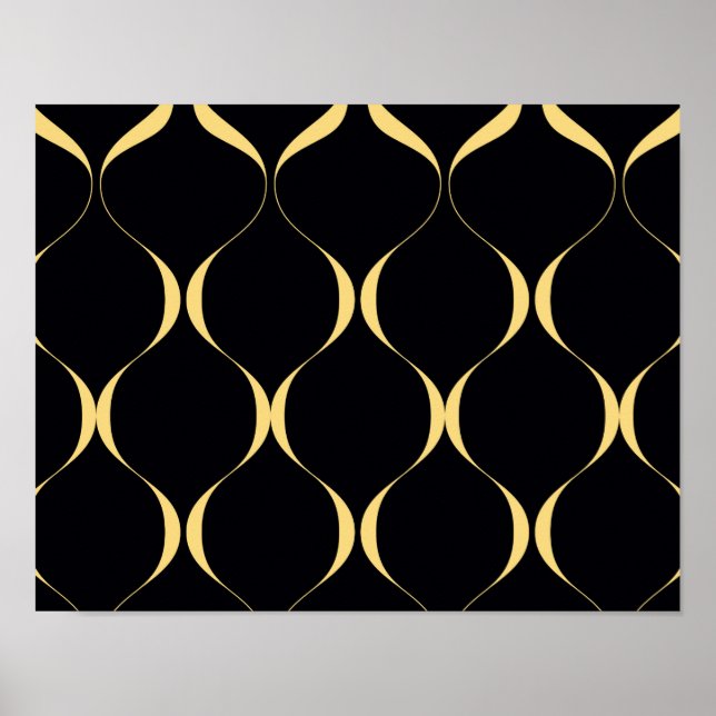 Gold, simple, modern, luxurious wavy graphic poster (Front)