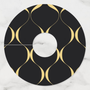 Gold, simple, modern, luxurious wavy graphic wine glass tag