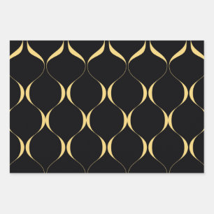 Gold, simple, modern, luxurious wavy graphic wrapping paper sheet
