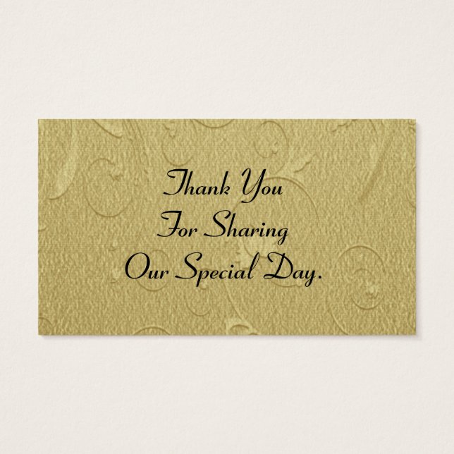Gold simple pattern wedding favour thank you tag (Back)