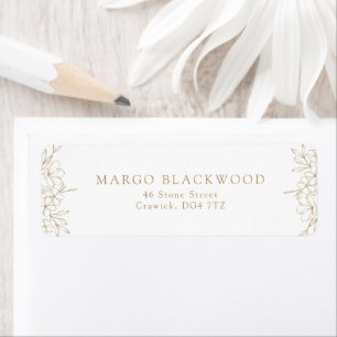 Gold Simple Romantic Cherry Blossom Return Address
