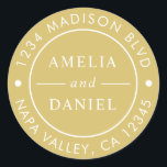 Gold Simple Round Return Address Classic Round Sticker<br><div class="desc">CHANGEABLE BACKGROUND COLOR. Create Your Own Round Return Address Sticker.  For more advanced customisation of this design,  please click Customise Further link to change font,  size,  and colour.</div>