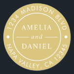 Gold Simple Round Return Address Classic Round Sticker<br><div class="desc">CHANGEABLE BACKGROUND COLOR. Create Your Own Round Return Address Sticker.  For more advanced customisation of this design,  please click Customise Further link to change font,  size,  and colour.</div>