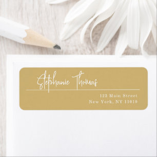 Gold Simple Script Return Address Label