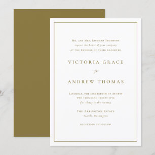 Gold Simple Typography Formal Wedding Invitation