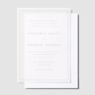 Gold Simple Typography Formal Wedding Vellum Invitations