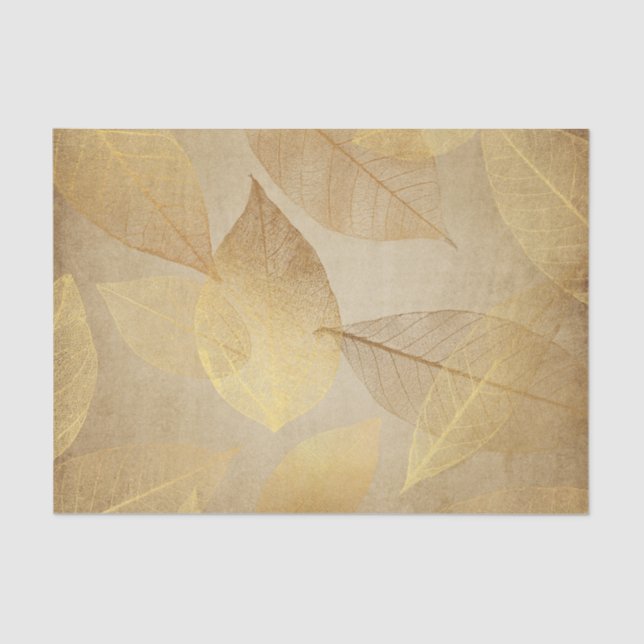 Gold Skeleton Leaves and Bronze Look Tissue Paper (Front)