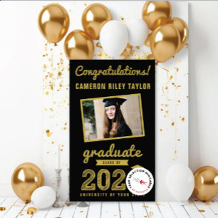 Gold Sketch 2025 Congrats Photo Graduation Party Banner