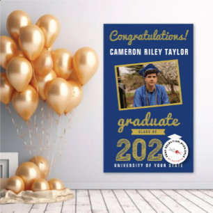 Gold Sketch Class Of 2024 Photo Graduation Party Banner
