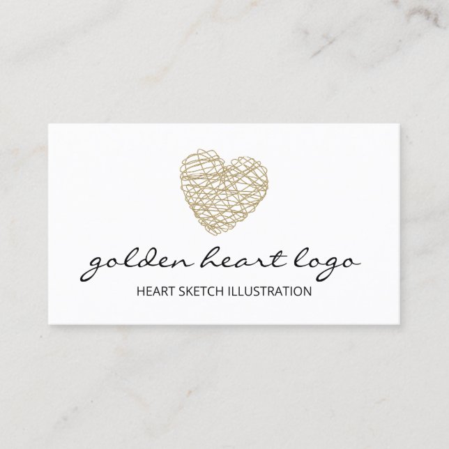 Gold Sketch Heart Jewellery Business Card (Front)