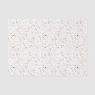 Gold Sketched Roses Tissue Paper