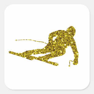 Gold Ski Sticker