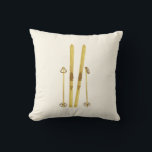 Gold Skis And Poles | Retro Ski Illustration Cushion<br><div class="desc">Modern Alpine ski,  skiing,  skier-themed design with gold skis and gold poles. Simple festive holiday gold ski illustration for ski lovers.</div>