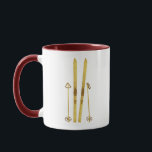 Gold Skis And Poles | Retro Ski Illustration Mug<br><div class="desc">Modern Alpine ski,  skiing,  skier-themed design with gold skis and gold poles. Simple festive holiday gold ski illustration for ski lovers.</div>
