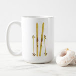 Gold Skis And Poles | Vintage Ski Illustration Coffee Mug<br><div class="desc">Modern Alpine ski,  skiing,  skier-themed design with gold skis and gold poles. Simple festive holiday gold ski illustration for ski lovers.</div>