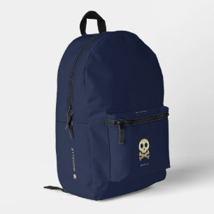 Gold Skull Crossbones Stylish Dark Navy Blue Printed Backpack