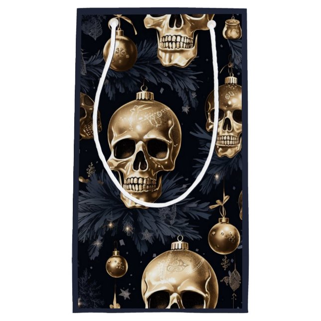 Gold Skull Gift Bag  (Navy) (Front)