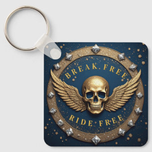 ☠️ Gold Skull Halo Symbol Gift For Rock Fans 💀 Key Ring