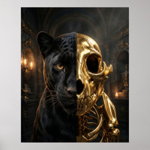 Gold Skull Panther Portrait Poster