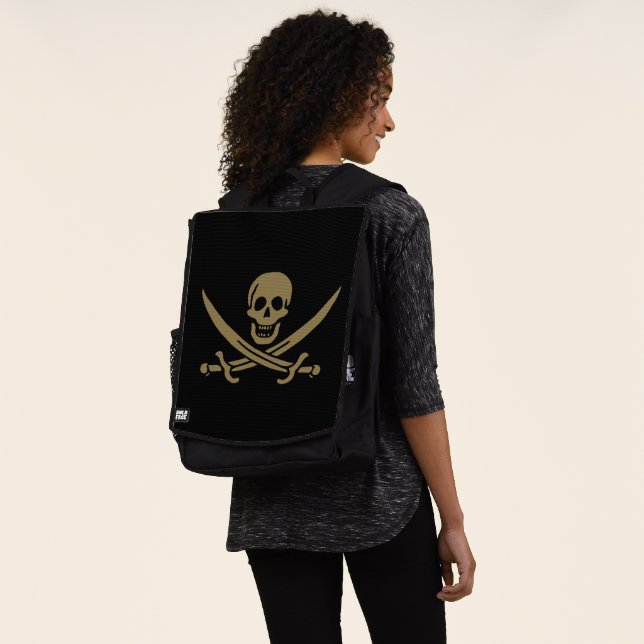 Gold Skull & Swords Pirate flag of Calico Jack Backpack (Worn)