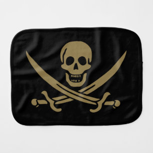 Gold Skull & Swords Pirate flag of Calico Jack Burp Cloth