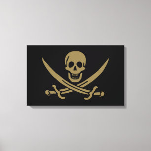 Gold Skull & Swords Pirate flag of Calico Jack Canvas Print