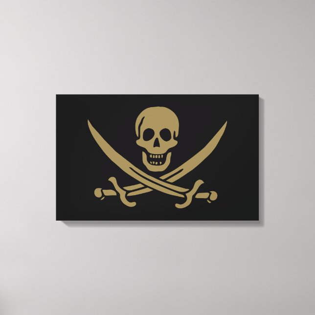 Gold Skull & Swords Pirate flag of Calico Jack Canvas Print (Front)
