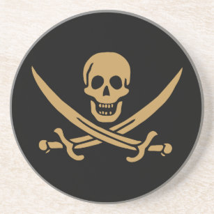 Gold Skull & Swords Pirate flag of Calico Jack Coaster