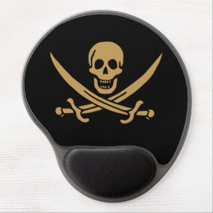 Gold Skull & Swords Pirate flag of Calico Jack Gel Mouse Mat