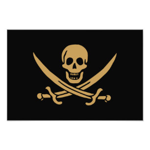 Gold Skull & Swords Pirate flag of Calico Jack Photo Print