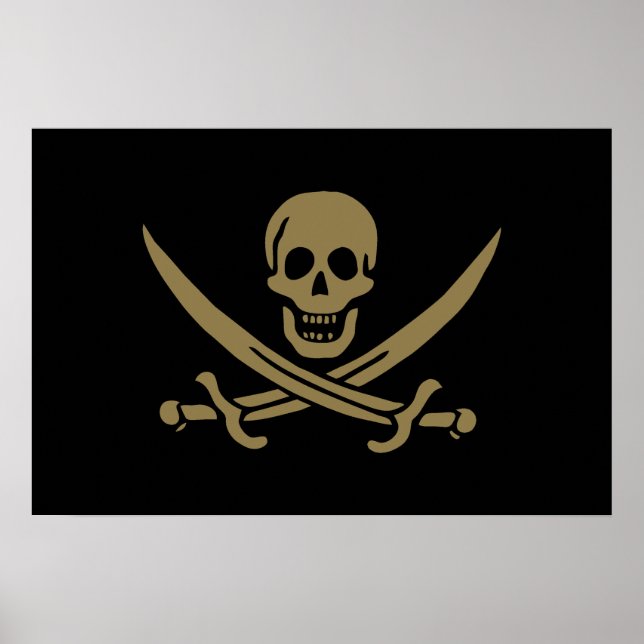 Gold Skull & Swords Pirate flag of Calico Jack Poster (Front)