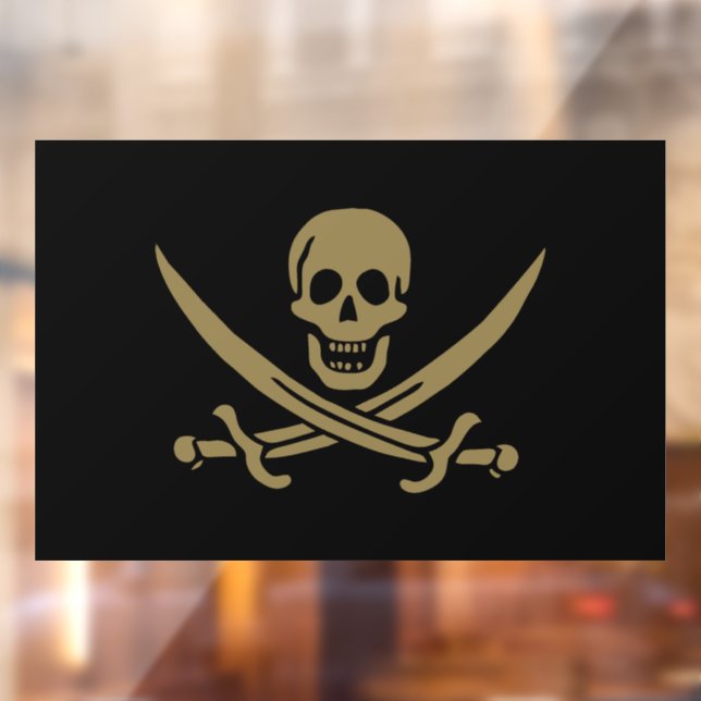Gold Skull & Swords Pirate flag of Calico Jack Window Cling (Sheet 2)