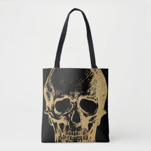 Gold Skull   Tote   Black Bag