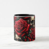 Gold Skulls & Red Roses Sparkle Gothic Glamour