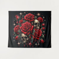 Gold Skulls & Red Roses Sparkle Gothic Glamour