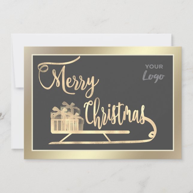 Gold sledge calligraphy custom logo  holiday card (Front)