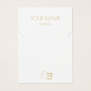 Gold small heart necklace or bracelet display card
