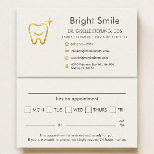 Gold Smile Tooth Dentist Office Dental Appointment Business Card