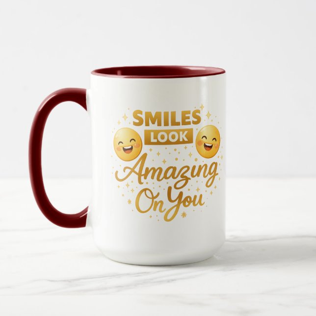 Gold “Smiles Look Amazing On You” Combo Mug (Left)