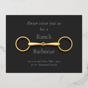 Gold Snaffle Bit Elegant Equestrian Foil Invitation Postcard