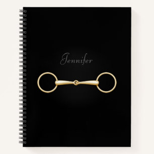 Gold Snaffle Bit Elegant Personalised Equestrian Notebook