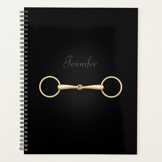 Gold Snaffle Bit Elegant Personalised Equestrian Planner (Front)