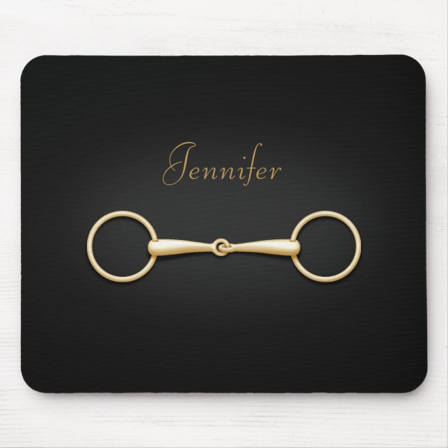 Gold Snaffle Bit Persoanlized Equestrian Mouse Mat (Front)