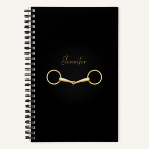 Gold Snaffle Bit Personalised 5.5"x8" Equestrian Notebook