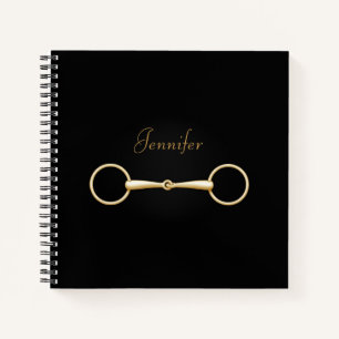 Gold Snaffle Bit Personalized 8"x8" Equestrian Notebook