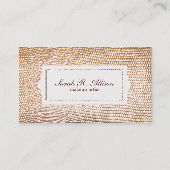 Gold Snakeskin Makeup Artist Beauty Business Card (Front)