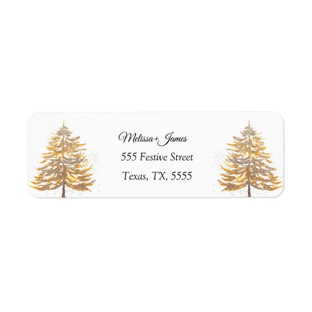 Gold Snow Christmas Tree Festive Wedding (Front)