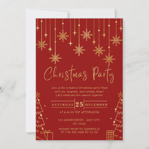 Gold Snow Gala Elegant Christmas Party Invitation