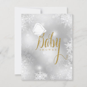 Gold Snowflake Baby Shower RSVP Card