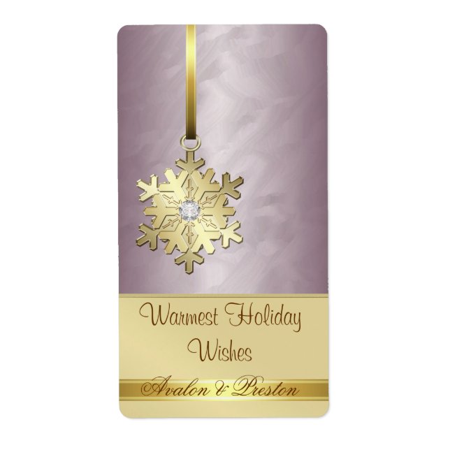Gold Snowflake Bronze  Jewel Holiday Wine (Front)
